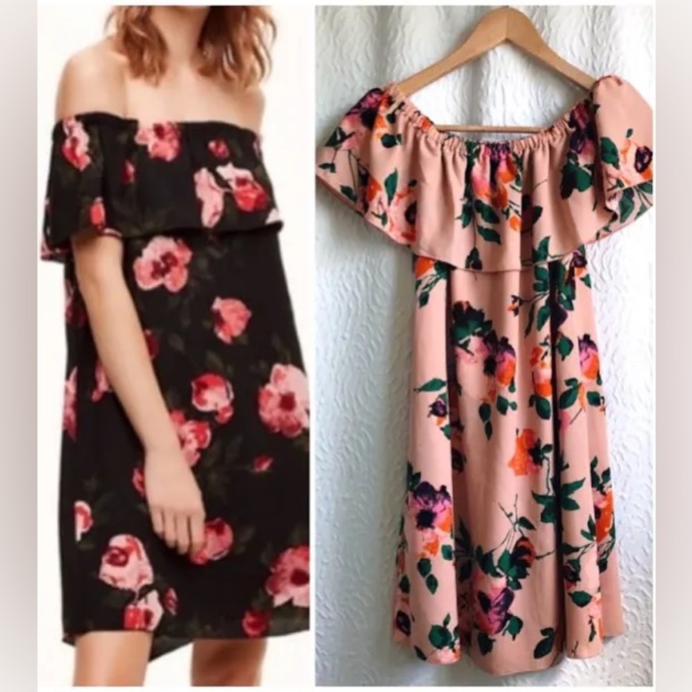 Wilfred Off-Shoulder Floral Mini Dress in Blush Floral